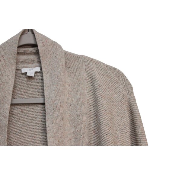 J Jill Cardigan Sweater Size XL Cotton Silk Knit Open Front Beige Minimalist - Picture 8 of 14
